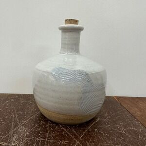 Handmade Pottery Bottle Vase With Cork Stopper‎ Rustic Farmhouse Decor